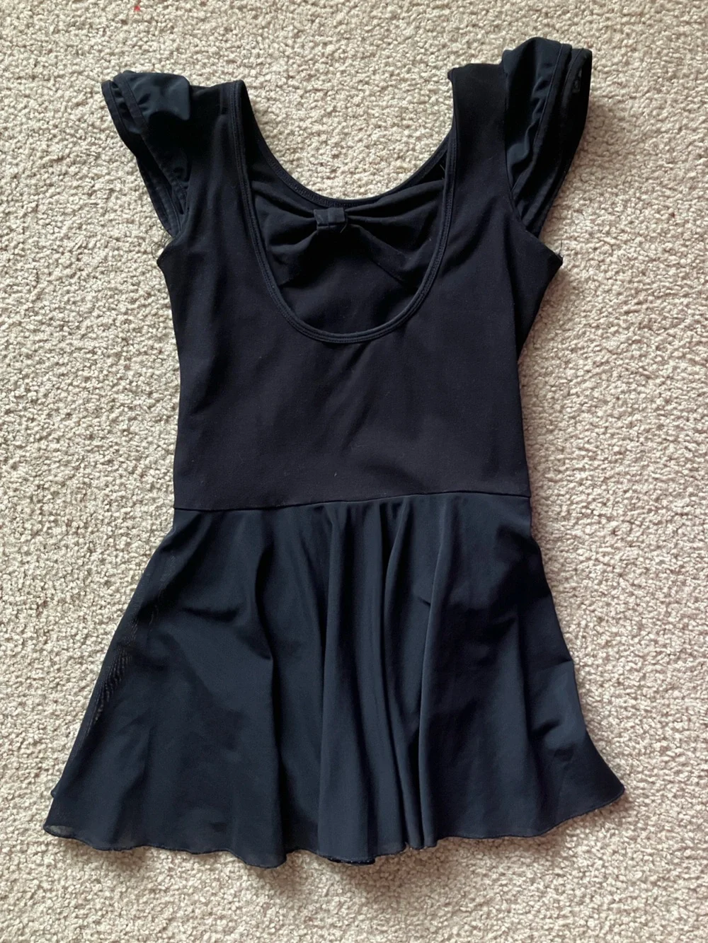 Girls' Black Ruffle Sleeve Dance Leotard